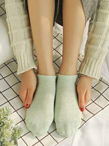 6 pares de calcetines cortos de mujer de color liso, sencillos, casuales, deportivos y versátiles de moda.