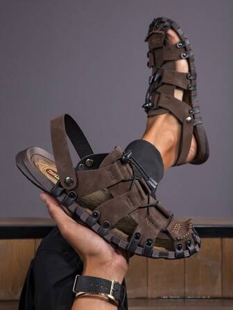 Lightweight Men Outdoor Breathable Sandals With Toe Protection, Beach Sandals, Drawstring Slip-On Slippers Dual-Use Shoes, Best Gift For Beach, Surfing, Outdoor Travel And Vacation. Note: This Sandal Runs Small, It Is Recommended To Choose One Size Up For A Better Fit.