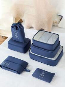 7 合 1 旅行收纳套装,大容量行李袋,鞋袋,洗漱包,化妆包,手提袋,收纳袋,可收纳口红、化妆刷、眼影、镜子、眼线笔、唇彩、护肤品、牙刷、杯子、肥皂、洗发水、梳子、手表、手机、项链、珠宝、数码产品 - 彩色 - 查看 9