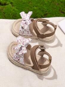New Baby Floral Hook & Loop Linen Sandals - Multicolor - View 2