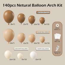 140pcs Neutral Color Balloon Arch Kit, Includes 5", 10", 12", 18" Brown, Beige, Nude, Light Brown Balloons, Suitable For Birthday Party, Gender Neutral Bear Theme Baby Shower Decoration - Cocoa Skin Color Is Sandy and White - View 2