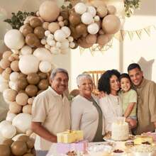 140pcs Neutral Color Balloon Arch Kit, Includes 5", 10", 12", 18" Brown, Beige, Nude, Light Brown Balloons, Suitable For Birthday Party, Gender Neutral Bear Theme Baby Shower Decoration - Cocoa Skin Color Is Sandy and White - View 6