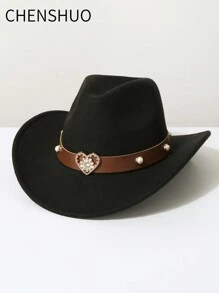 1 peça chapéu de cowboy de lã sintética feminino, tema de cowboy ocidental, adequado para festivais de música, eventos de cowboy ocidental, festas vintage, festas à fantasia, celebrações, apresentações de palco e uso diário - cartola - Ver 4