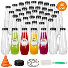 12/40pcs Empty Plastic Juice Bottles With Caps, Reusable Clear Bulk Beverage Containers For Juice, Milk And Other Beverages, 12oz/16oz, For Party - Clear - View 11
