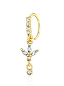 1/9/18 Pcs Heart & Flower L-Shaped 18K Gold Plated Copper Zirconia Nose Stud/Hoop Nose Rings, Suitable For Women's Daily Wear And Gift - Multicolor - View 22