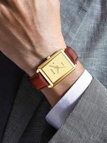 Men Watch Fashion Men's Quartz Watch Square Dial Data Watch For Men Gift