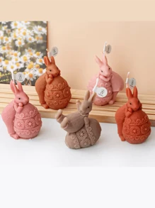 Molde de silicona con diseño de conejito de Pascua y huevo para hacer velas perfumadas, moldeado de resina y manualidades de cemento - Molde asimétrico de conejo y huevo para hacer joyas DIY, arte y regalos festivos