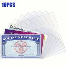 10-Pack PVC Social Security Card Protector Sleeves, Waterproof Clear Card Holder For SSN & Credit Cards With Easy Insert & Remove Design - Multicolor - View 3