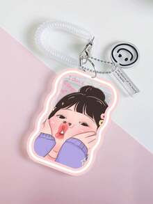 1 pieza Portador de tarjeta horizontal Ins Creativo Soporte de tarjeta de estudiante de campus de dibujos animados con cuerda elástica retráctil de primavera para tarjeta de almuerzo, tarjeta de autobús, tarjeta de metro, tarjeta de identificación laboral - Tarjetero horizontal - Ver 19