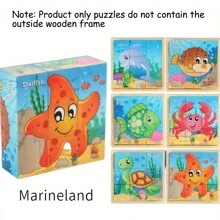 1pc 6 Jigsaw Animal World Farm Animals Puzzle Toys, Intellectual Enhancement Puzzle Toy Brings Intelligence Development And Happiness