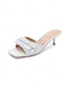 Fashionable And Elegant Bow Decorated High Heel Sandals Stylish High Heels - White - View 2