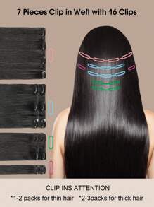Yilite Hair Extensions Clip Ins 14-20 Inch 7pcs Natural Black Clip In Hair Extensions Human Hair Straight Clip In Hair Extensions Real Human Hair Double Weft (14-20 Inches #1B Natural Black) - Natural Black - View 6