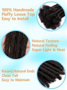 0.6cm Width 10 Strands Human Hair Loc Extensions Full Handmade Dreadlock Extensions For Men Women Kids Can Be Dyed And Bleached With Needle And Comb 100% Unprocessed Natural Black