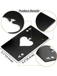 2pcs Wine Bottle Opener, Playing Card Shaped Bottle Opener, Stainless Steel Credit Card Size Beer Bottle Opener Cap Opener For Your Wallet Wedding Party Groomsmen Bridesmaid Gifts, Stainless Steel Multipurpose Bar Tool For Home, For Outdoor, Camping, Gift For Father - Multicolor - View 8