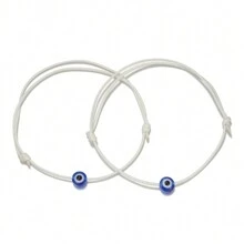 1 Set Of 2 Handmade Evil Eye Decor Bracelets, Adjustable Friendship Bracelets Suitable For Boys, Girls, Daily Wear Or Gift For Friends - Multicolor - View 15