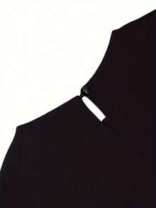 Fashion Women's Casual Solid Color Lantern Sleeve Round Neck Waist Modest Long Sleeve Dress - Black - View 5