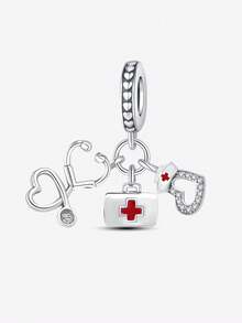 1入組寵物腳印魅力珠子，適用於手鍊、項鍊、手環珠子的DIY珠寶製作，適合女性或女孩的禮物 - 銀色 - 查看 17