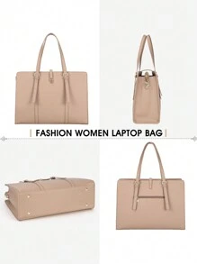 NEWHEY 15.6 Inch Women's Genuine Leather Laptop Bag, Waterproof Ladies' Shoulder Bag For Work, Laptop Briefcase - Khaki - View 7