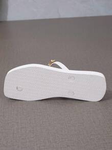 韩版时尚女士高端彩色水钻链条拖鞋户外休闲沙滩凉鞋舒适百搭2025新款 - 白色 - 查看 8