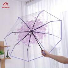 METABEST 2pcs Glass Fiber Frame Clear Folding Umbrella By METABEST: Thickened Plastic Canopy, Quality Spring, And Polished Finial