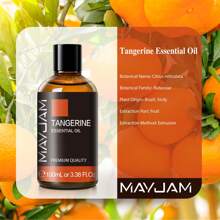 MAYJAM 1pc Citrus Essential Oil 10/30/100ml, Premium Citrus Oil Suitable For Aromatherapy Diffusers, Humidifiers, DIY Candles And Handmade Soap Making, Home SPA Diffuser Essential Oil, Long-Lasting Fragrance - Tangerine - View 3