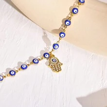 1pc Demon Eyes Anklet Women's Retro Simple Personalized Premium Adjustable Palm Pendant Anklet - Gold - View 6