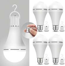 4 PCS A19 Rechargeable Emergency Light Bulbs 4PACK, Home Power Outage Camping Hurricane Battery Powered LED Light Bulb 5000K Daylight E26/E27 12W Equivalent - White - View 8