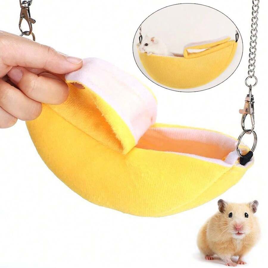 Cozy Banana Hammock For Small Animals - Soft Hanging Bed For Hamsters, Guinea Pigs, And More - Provides Warmth And Comfort In Cage Or Nest - Multicolor - View 1