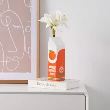 1 件复古风格 Rise And Shine 装饰陶瓷花瓶，独特的家居/厨房/办公室装饰，橙汁 - 多色 - 查看 5