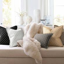 1pc Linen Jacquard Farmhouse Style Cushion Cover, Minimalist & Casual For Daily Use