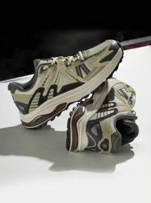 baasploa New Men's Running Shoes Outdoor Casual Lightweight Mesh Ventilation Sneakers Men's Cushioned Vintage Sports Shoes Brand Men's Shoes - Khaki - View 1