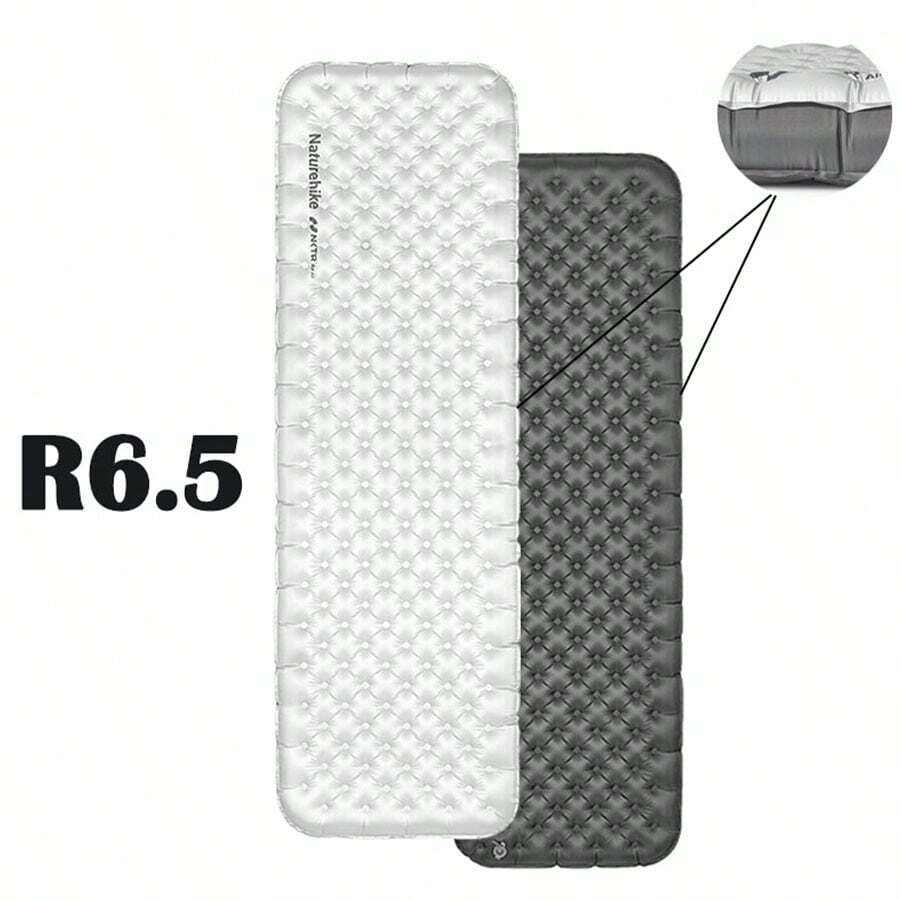 Naturehike Esterilla inflable cuadrada ultra ligera de 10 cm de grosor, R6.5, de nailon 20D TPU profesional para senderismo, campamento de alta altitud, portátil para exteriores - Multicolor - Ver 1