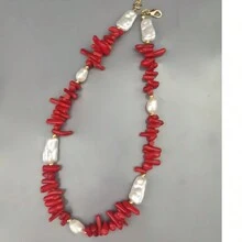 2025 Chunky Red Chip Stone Choker Asymmetric Pearl Natural Carnelian Agates Coral Quartzs Gem Necklace Reiki Bohemian Jewelry Gift For Women Men
