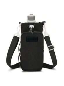`1PC Nylon Water Bottle Carrier With Adjustable Shoulder Strap, Insulated Outdoor Hiking Camping Travel Accessory With Zippered Pockettravel Organizer Small Suitcase Accessories Home Cruise Essentials Travel Bag Mini Portable Travel Organizer Portable Holiday Organizer