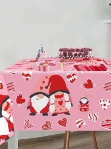 2pcs, 137*274CM/54*108IN Disposable Heart-Themed Tablecloth, Party Decoration, Suitable For Various Themed Parties And Daily Use (Can Be Hung As Backdrop To Enhance Holiday Atmosphere) For Valentine's Day - Pink - View 4