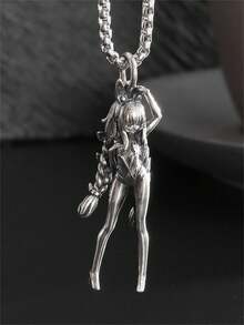 1pc Unique Classic Cartoon Character Double Bun Girl Pendant Necklace, Unisex Hip Hop Rock Party Accessory - Fashion New Styles - View 11