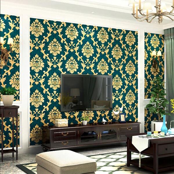 3D Plaid Embossed Pattern European Modern Style Damask Bedroom Living Room TV Background PVC 1.7ft * 31.16ft Non-Pasted Wallpaper
