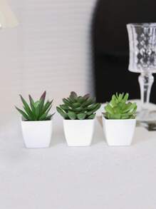 Conjunto de 3 macetas con suculentas simuladas, combinación de verde y rosa, plantas artificiales miniatura falsas para jardín, escritorio, habitación, ventana, regalo de inauguración de casa, decoración de arte, decoración de oficina, boda