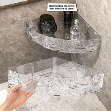 1-Pack Clear Wall-Mounted Shower Shelves - Self-Adhesive Shower Caddy & Corner Floating Shelf For Bathroom Or Kitchen, Over-The-Toilet Storage, Space-Saving Organizer For Shampoo, Cosmetics, And Toiletries