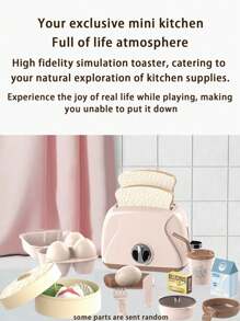 Desktop Toy Toaster Oven Big Set, Pretend Play Toy Set, Fun Stress Relief Toy Set, Mini Kitchen Realistic Toaster Oven Toy With Manual Function Timer Rotating Ejection Desktop Fun Toy, Realistic Mini Water Dispenser Set With Water, Light And Sound Effects, Cup, Birthday Gift (No Battery Included)