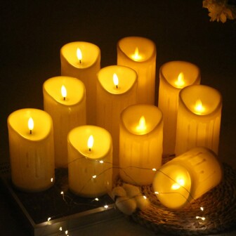 Homemory Flameless Candles Battery Operated LED Candles, Realistic Fake Plastic Candles For Wedding, Festival, Home Decor, Waterproof Outdoor