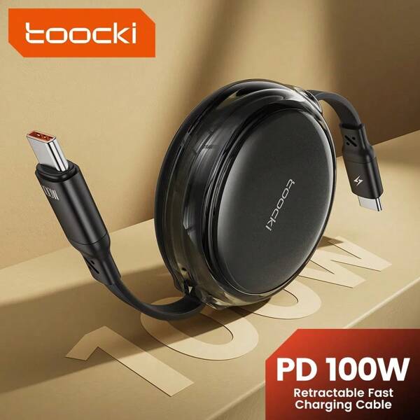 Toocki 100W Fast Charge Type C To Type C Cable With Box Telescopic Fast Phone Charging Wire Compatible With Iphone 15 S24 S23