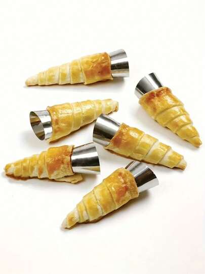 4pcs/8pcs/10pcs/12pcs/20pcs Large Cream Horn Forms, Stainless Steel Cream Horn Molds, Pastry Cone Shape Non-Stick Cream Moulds, Tubular Oil Angle Mold, Croissant Mold,Cream Horn Molds,Cone Shape Cream Horn Mold