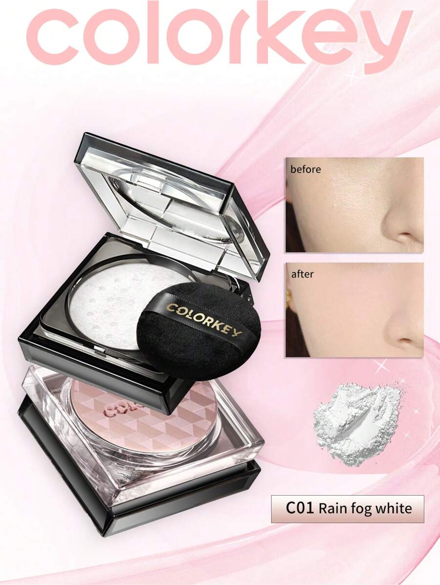 COLORKEY 散粉，模糊效果，隐形毛孔，哑光定妆粉，女士，C01 Rainy Mist White - 2g 旅行装 - C01雨霧白2g - 查看 1