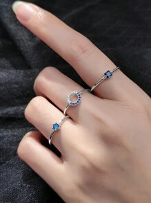 3pcs Elegant Natural Style Rings, Simple Fashion Casual Everyday Wear - Antique Silver - View 4