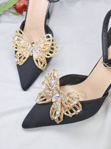 2 件可拆卸 DIY 鞋配件，白色和红色蝴蝶花形鞋饰，优雅高跟鞋、平底鞋鞋夹，适合办公室、商务、派对场合 - 薑色 - 查看 3