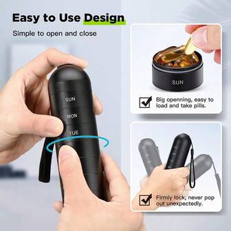 1 件金属旅行药丸收纳盒，便携式防水周药盒，大号铝合金药盒容器，7 天每日药物收纳盒，适用于维生素、鱼油、补充剂