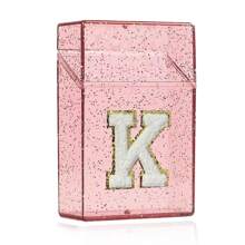 1PC Snowflake Cigarette Case Cigar Tobacco Holder Lighter Storage Box Moisture-Proof And Pressure-Proof Plastic Shiny Cigarette Storage Boxes Embroidered Three-Dimensional Lnitial Letter A To Z Transparent Cigarette Case Ladies Men Gift 20pcs Smoking Accessories - Pink - View 26