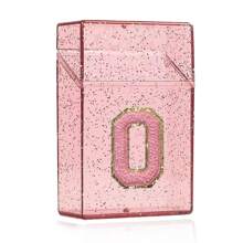 1PC雪花烟盒雪茄烟嘴打火机收纳盒防潮抗压塑料闪亮香烟收纳盒刺绣立体首字母A到Z透明烟盒女士男士礼物20件烟具配件