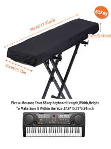 61 键电子钢琴罩、88 键电钢琴罩、电子数码钢琴防尘罩、保护罩，适用于 61 键电子钢琴和 88 键电钢琴。透气、可机洗、尺寸可调、易于使用。 - 黑色 - 查看 3